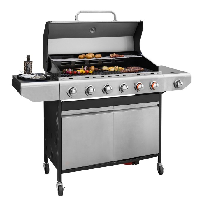 BBQ Hero Gasgrill 6-Brenner Ak Gussrost, 95x41 cm, mit Unterschrank, 915089